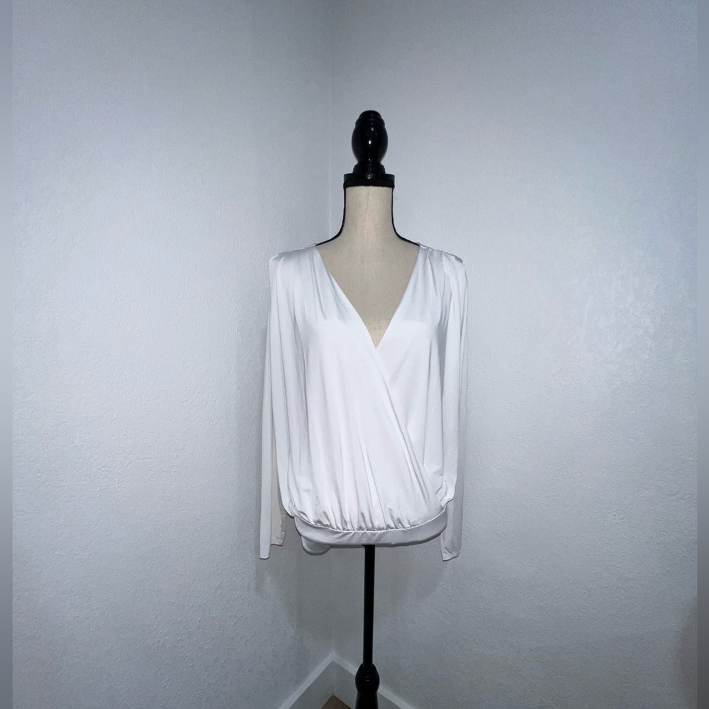 Express V-Neck Long Sleeve Faux Wrap Bodysuit